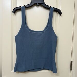Aritiza Babaton Blue Ribbed Tank Top